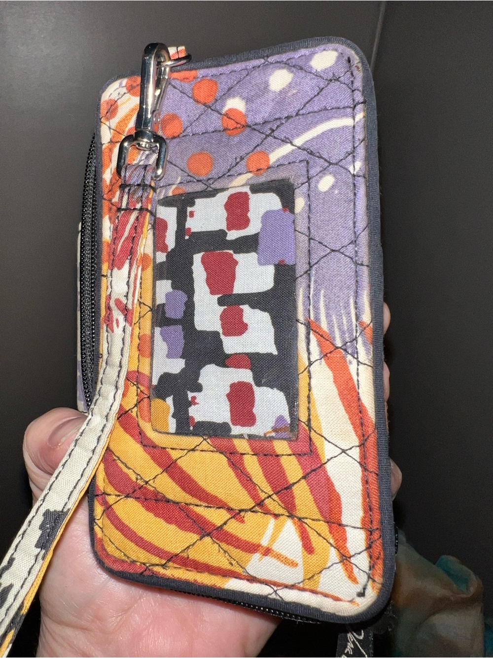 Vera Bradley Quilted Wristlet in Orange, Teal, Purple